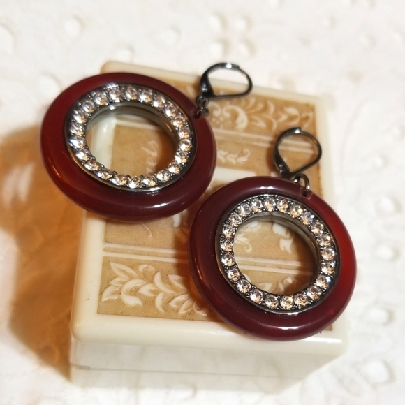 𝅺VTG KJL Kenneth Jay Lane Lucite Crystal Earrings - Picture 3 of 5